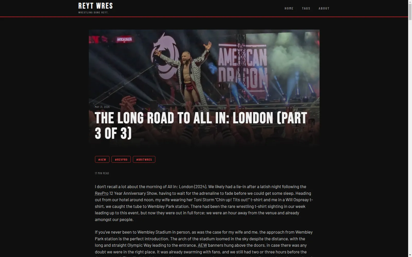 Reyt Wres wrestling blog homepage